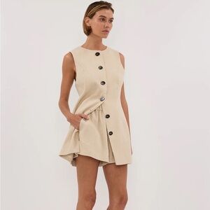 DISSH Frankie Oat Tweed Elastic Tunic Vest and Short Set
